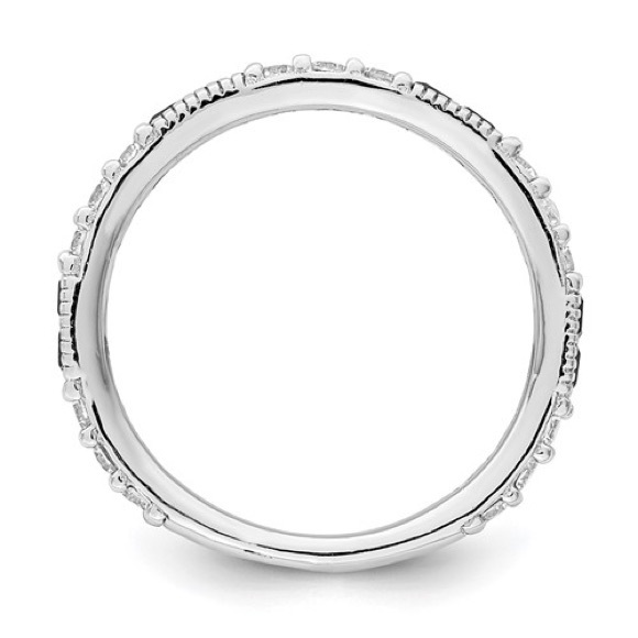 Sterling Silver Rhodium-plated Synthetic Blue Spinel and CZ Ring - Picture 4 of 5